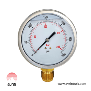 PRESSURE GAUGE 63MM S/B C1.6 GF 0-280 BAR 0-4000 PSI BOTTOM CONN 1/4 BSP PN:G3619A
